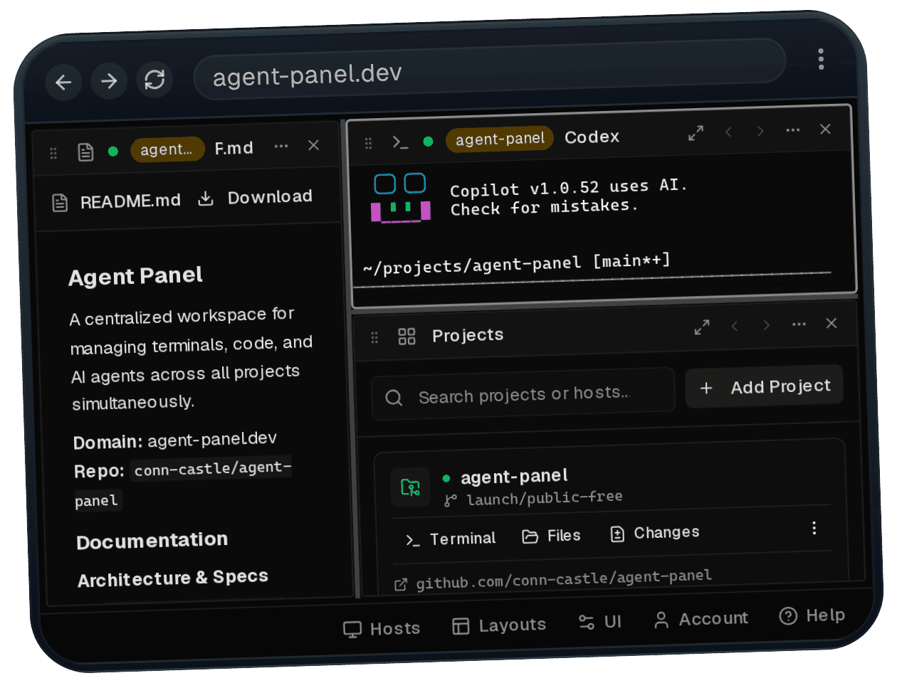 Agent Panel tablet dashboard view.
